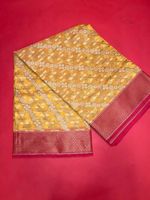 Yellow_Cotton_Blend_Banarasi_Sarees_For_Women