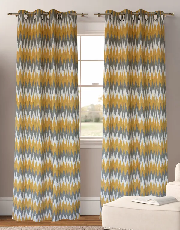 Pack_of_2_Cotton_Yellow_Grey_Ternion_Printed_Eyelet_Curtain_Set_for_Window_and_Door