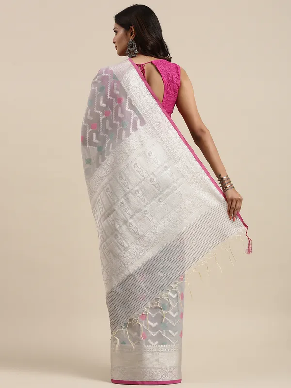 Grey_Masrise_Cotton/Cotton_Banarasi_Sarees_For_Women
