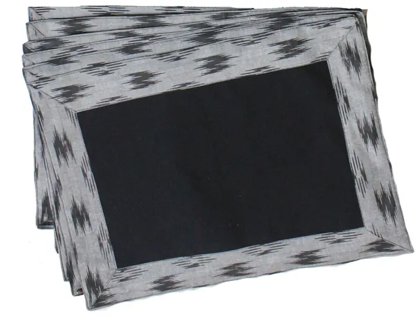 Pack_of_18_Piece_Cotton_Black_Pochampaaly_Weave_Ikat_Printed_Collection_Place_Mat_With_Napkin_For_Dining_Room_and_Living_Room