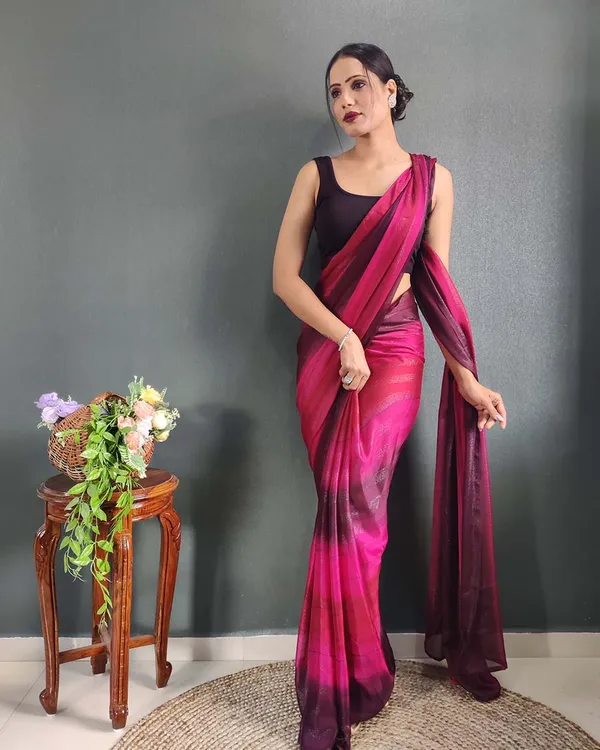 Pink_Colour_1-Minute_Ready_To_Wear_Naylon_Saree_With_Blouse_Piece