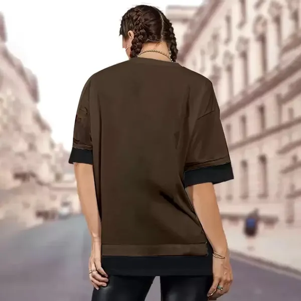 Brown_Round_Neck_Cotton_Blend_Stylish_Fashionable_Tshirt_For_Women