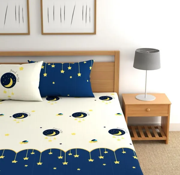 BRIDA_GOOD_NIGHT_220_TC_Cotton_All_Round_Elastic_Fitted_Bedsheet_with_2_Pillow_Covers_(72"_X_78"_X_up_to_10")_&_360_Degree_Elasticated