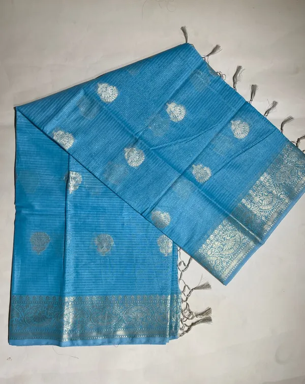 Humairah_Presents_Sky_Blue_Cotton_Masrise_Floral_Silver_Zari_Booti_with_Self_Silver_Zari_Border_and_Sky_Blue_Blouse