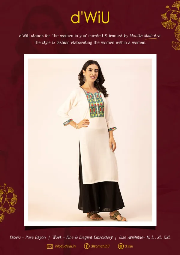 Off_White_Rayon_Women_Kurta,_Colourful_Embroidery_Work