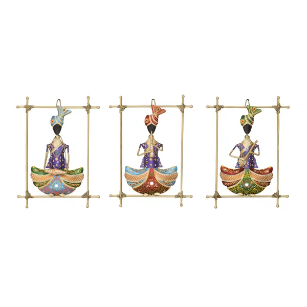 Set_Of_3_Wall_Hanging_Multicolor_Metal_Musician_Playing_Instrument_Idol_|_Wall_Decor_|_Rajasthani_Musicians