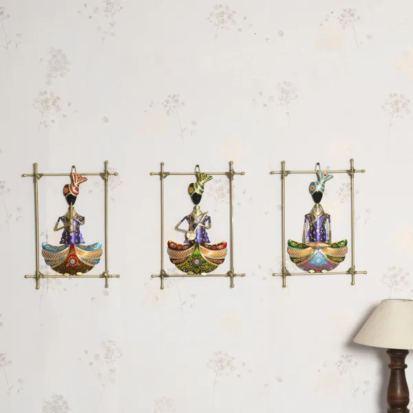 Set_Of_3_Wall_Hanging_Multicolor_Metal_Musician_Playing_Instrument_Idol_|_Wall_Decor_|_Rajasthani_Musicians