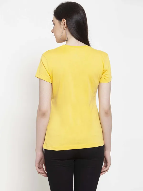 Pack_of_2_Yellow_&_Turquoise_Blue_Cotton_Round_Neck_Short_Sleeves_T-Shirt_For_Women