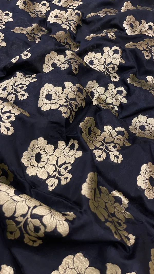 Humairah_Presents_Black_Katan_Silk_Golden_Zari_Floral_Tilfi_Boota_with_Banarasi_Zari_Border_and_Black_Blouse