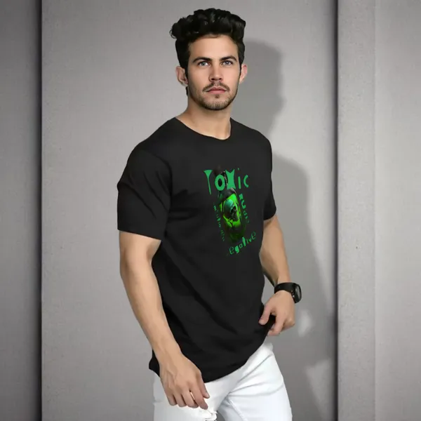Black_Printed_Half_Sleeve_Cotton_T-Shirt_For_Men