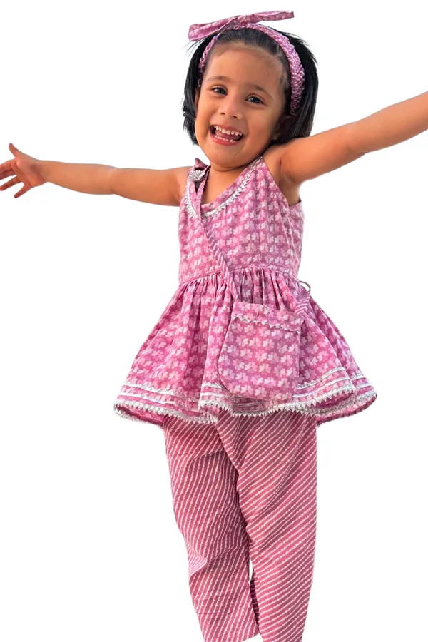 Pink_Printed_Traditional_Cotton_Kurti_And_Pant_Set_For_Girls