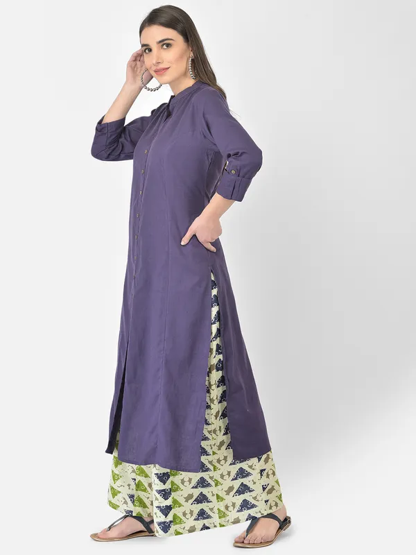 Purple_Cotton_Solid_Kurta_With_Palazzo_Bottom_Set