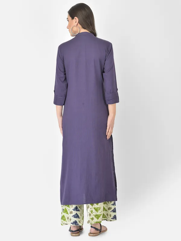 Purple_Cotton_Solid_Kurta_With_Palazzo_Bottom_Set