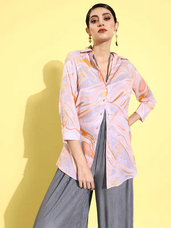 Pink_Modal_Full_Sleeve_Printed_Tailored_Fit_Long_Shirt_For_Women