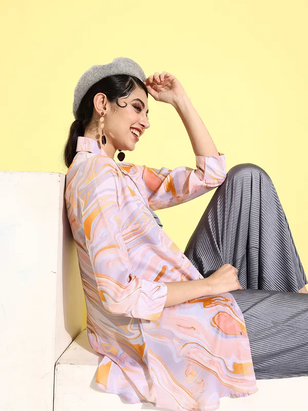 Pink_Modal_Full_Sleeve_Printed_Tailored_Fit_Long_Shirt_For_Women