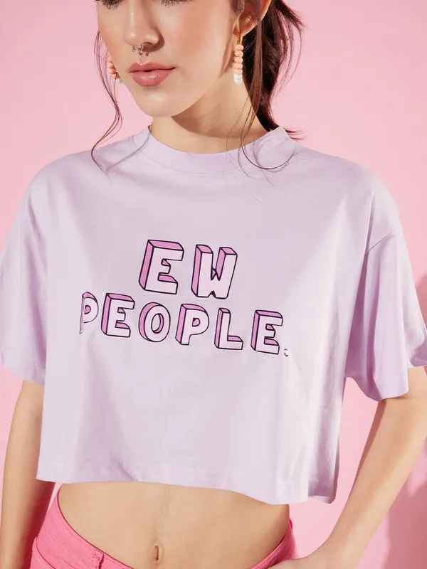 Purple_Cotton_Blend_Typography_Loose_Fit_Half_Sleeve_T-Shirt_For_Women