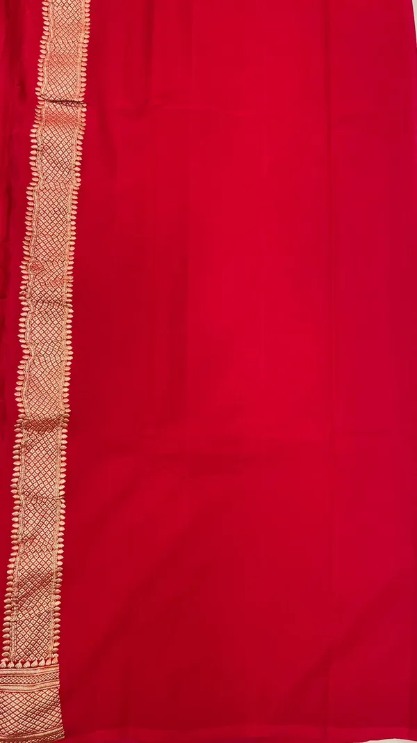 Humairah_Pure_Handwoven_Red_Khaddi_Georgette_Hand_Brush_Floral_Zari_Jaal_Banarasi_Zari_Border_Saree_with_Red_Blouse_piece