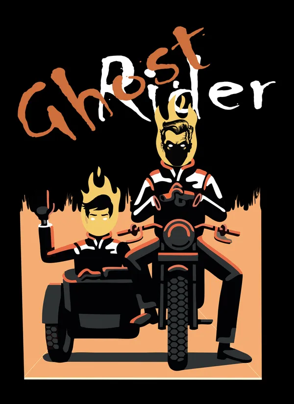 TOFFTEES_Premium_Black_Oversized_Ghost_Rider_Half_Sleeves_T-shirt_|_French_Terry_Fabric__(220_GSM)