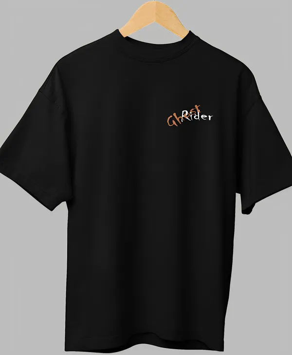 TOFFTEES_Premium_Black_Oversized_Ghost_Rider_Half_Sleeves_T-shirt_|_French_Terry_Fabric__(220_GSM)