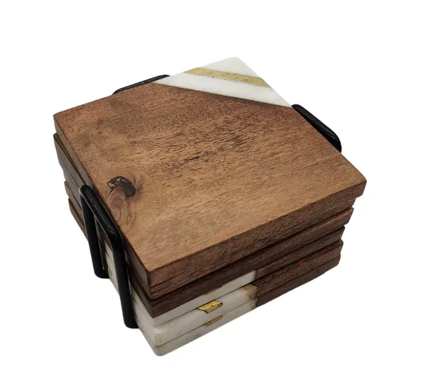 Coaster_Set_Square_(Marble)_(S/6_With_Stand)