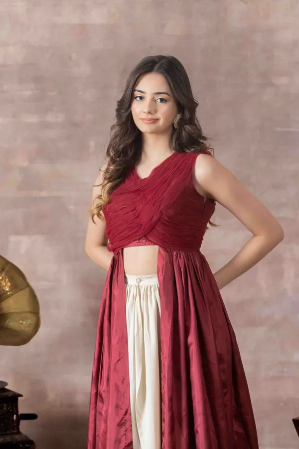 Skirt_Style_Net_And_Tissue_Maroon_Tunic_Indo-Western_Set