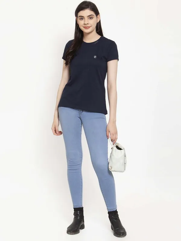 Pack_of_2_Maroon_&_Navy_Blue_Cotton_Round_Neck_Short_Sleeves_T-Shirt_For_Women