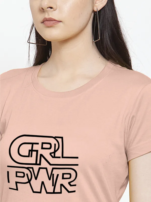 Coral_Cotton_Girl_Power_Print_Round_Neck_T-Shirt_For_Women