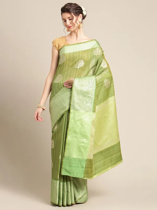 Green_Matka_Silk/Silk_Blend_Banarasi_Sarees_For_Women