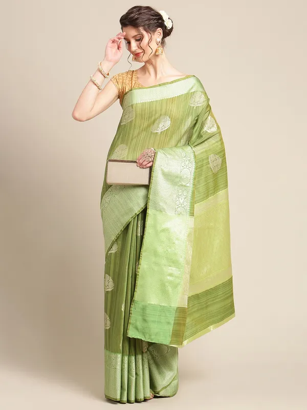 Green_Matka_Silk/Silk_Blend_Banarasi_Sarees_For_Women