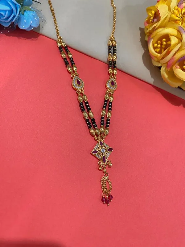 A_Stunning_High_Gold_Plated_Ruby_Stone_Fancy_Square_Mangalsutra