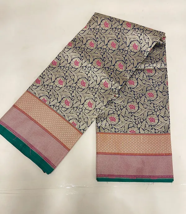 Humairah_Presents_Navy_Blue_Katan_Silk_Floral_Zari_Mina_Jaal_with_Banarasi_Zari_2D_Border_and_Pallu_with_Navy_Blue_Blouse