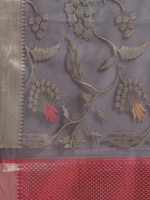 Grey_Masrise_Cotton/Cotton_Banarasi_Sarees_For_Women