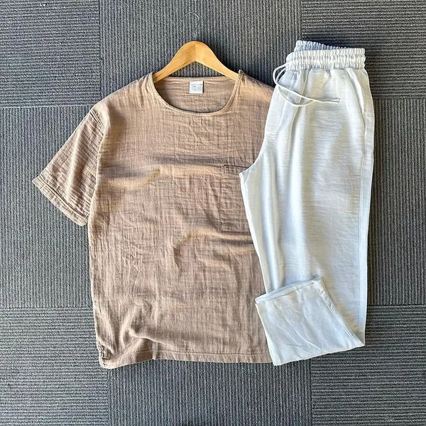Light_Brown_And_White_Lycra_Cotton_Half_Sleeve_Casual_T-Shirt_And_Pant