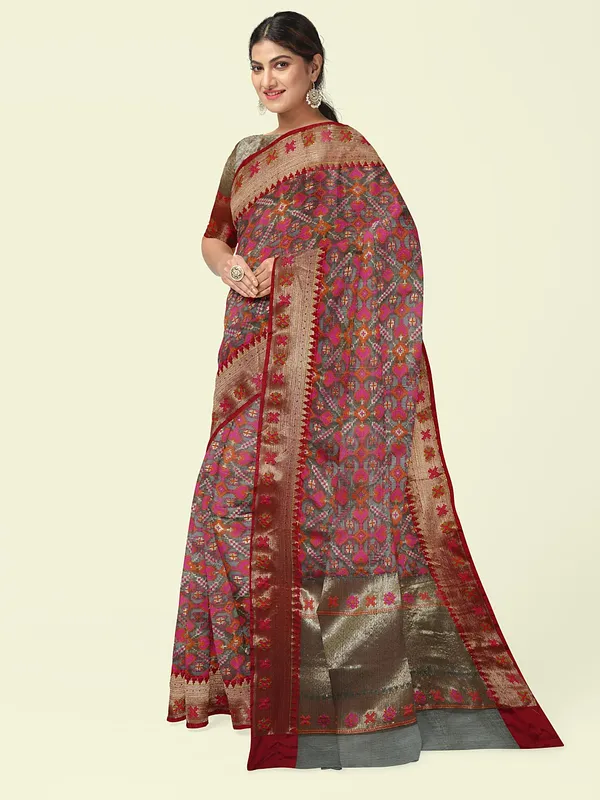 Black_Cotton_Blend_Banarasi_Sarees_For_Women