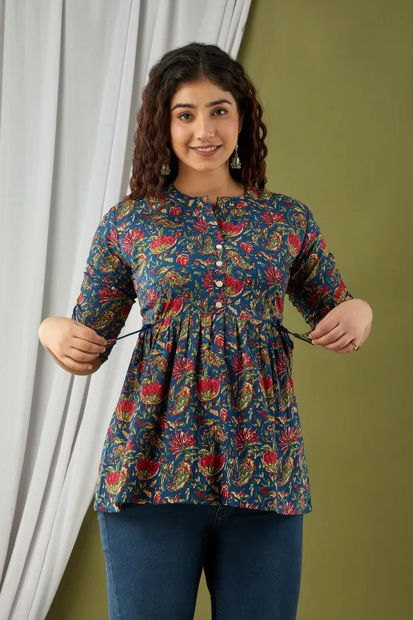 Blue_Fancy_Top_For_Women_Pure_Cotton_Casual_By_Nevisha_Style