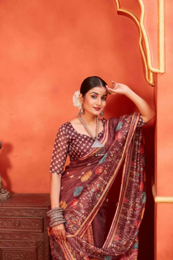 Multicolor_Chanderi_Silk_Fancy_Digital_Printed_Saree_With_Blouse