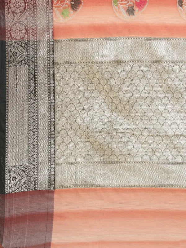 Peach_Matka_Silk/Silk_Blend_Banarasi_Sarees_For_Women