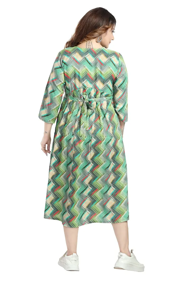 Diaognel_Print_Front_Plit_3/4_Sleeves_Rayon_Maternity_Dress