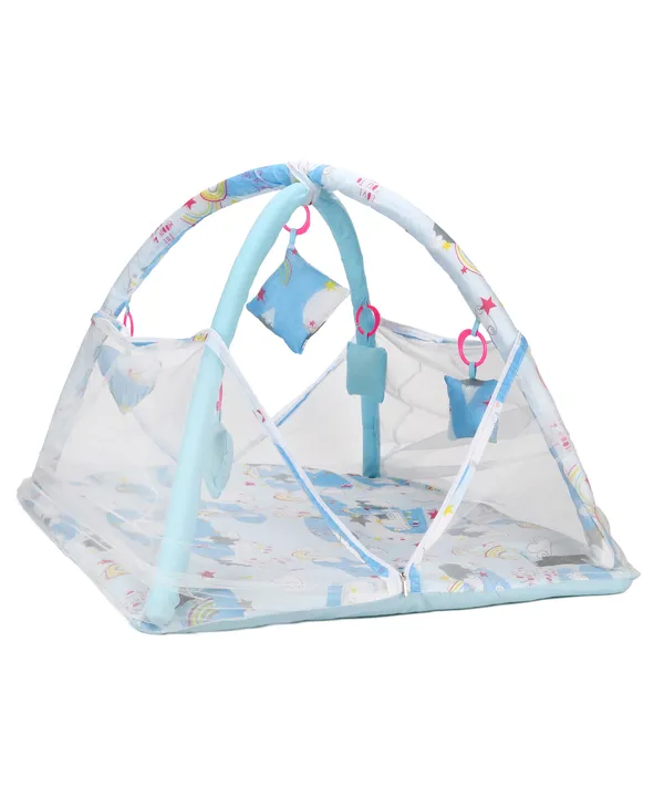 Cloudy_Baby_Bedding_Set_Mattress_with_Mosquito_Net_Bed_Set_and_Play_Gym_with_Attached_Soft_Toys_(0-12_Months)(Blue)