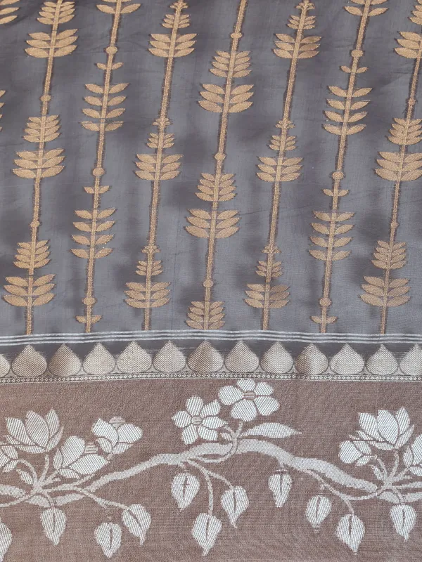 Grey_Masrise_Cotton/Cotton_Banarasi_Sarees_For_Women