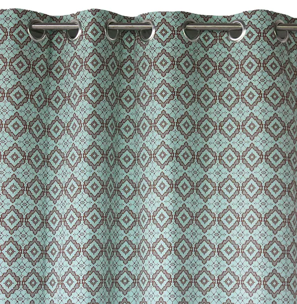 Pack_of_2_Cotton_Aquamarine_Interlocking_Diamond_Collection_Eyelet_Curtainfor_Window_and_Door