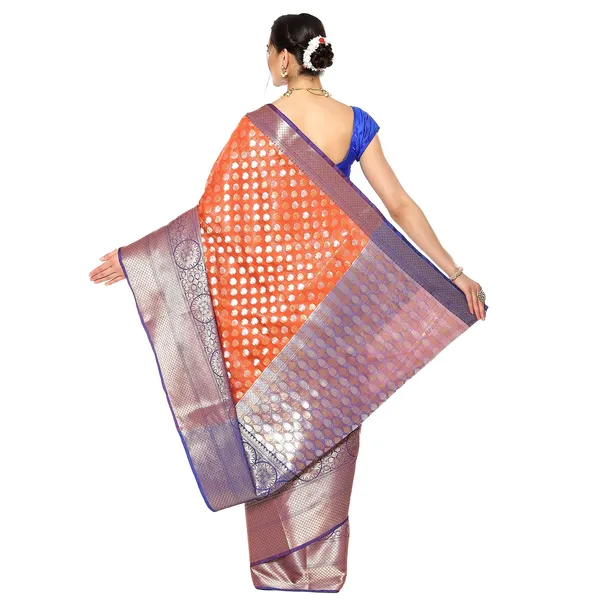 Orange_Kanchi_Silk/Brocade_Banarasi_Sarees_For_Women