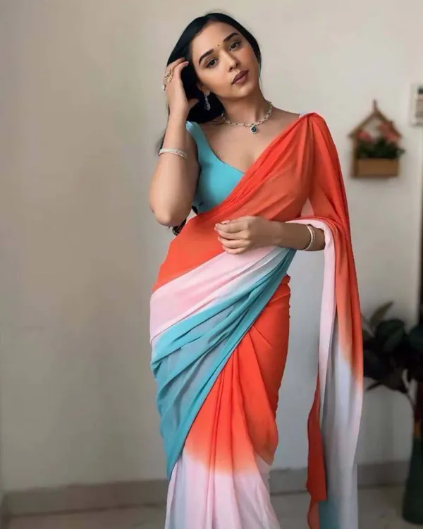 Orange_And_Blue_Colour_1-Minute_Ready_To_Wear_Georgette_Saree_With_Blouse_Piece