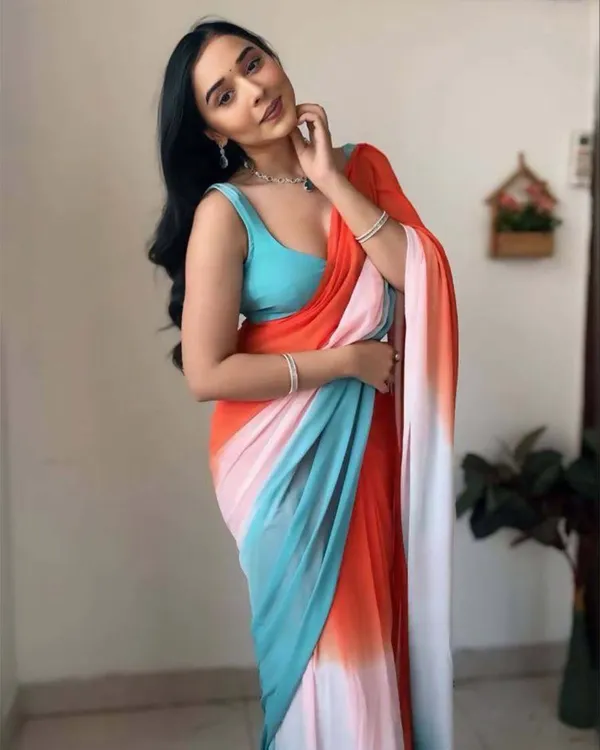 Orange_And_Blue_Colour_1-Minute_Ready_To_Wear_Georgette_Saree_With_Blouse_Piece