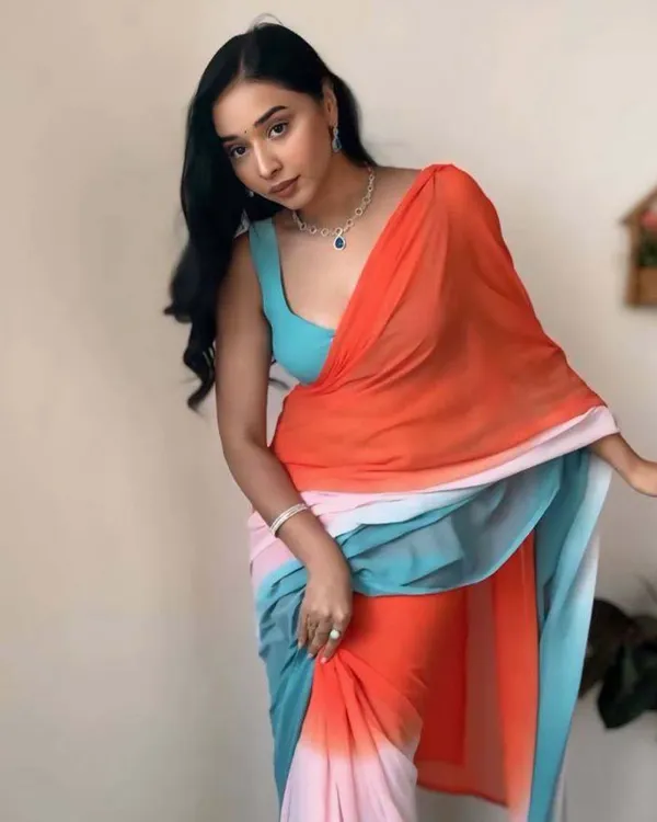 Orange_And_Blue_Colour_1-Minute_Ready_To_Wear_Georgette_Saree_With_Blouse_Piece