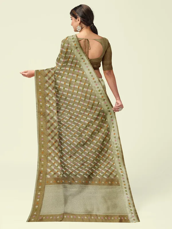 Beige_Cotton_Blend_Banarasi_Sarees_For_Women