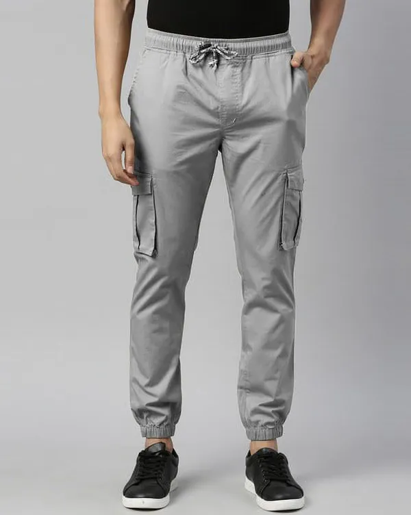 Light_Grey_Cotton_Blend_Slim_Fit_Mens_Cargo_Joggers