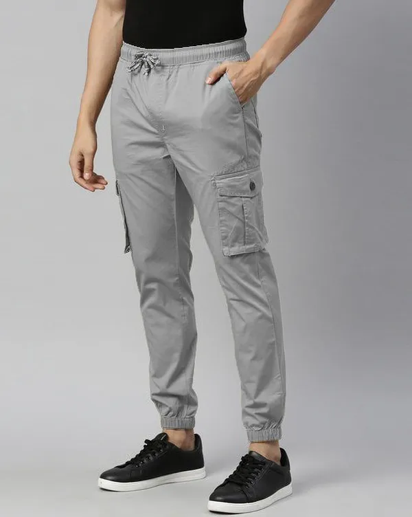 Light_Grey_Cotton_Blend_Slim_Fit_Mens_Cargo_Joggers