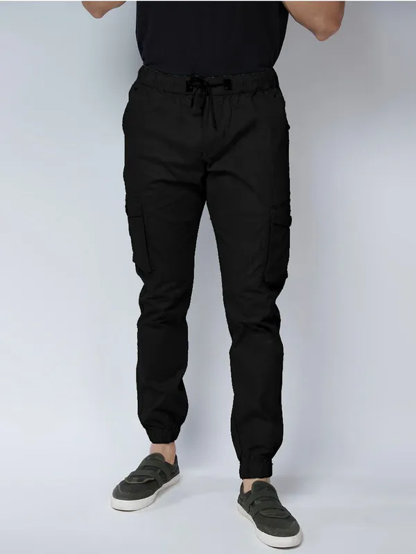 Black_Cotton_Blend_Slim_Fit_Mens_Cargo_Joggers