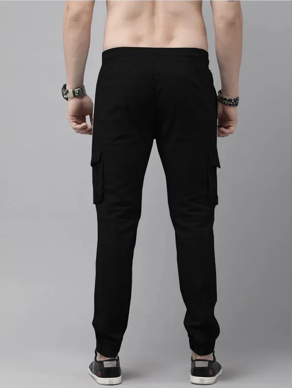 Black_Cotton_Blend_Premium_Solid_Cargo_For_Men